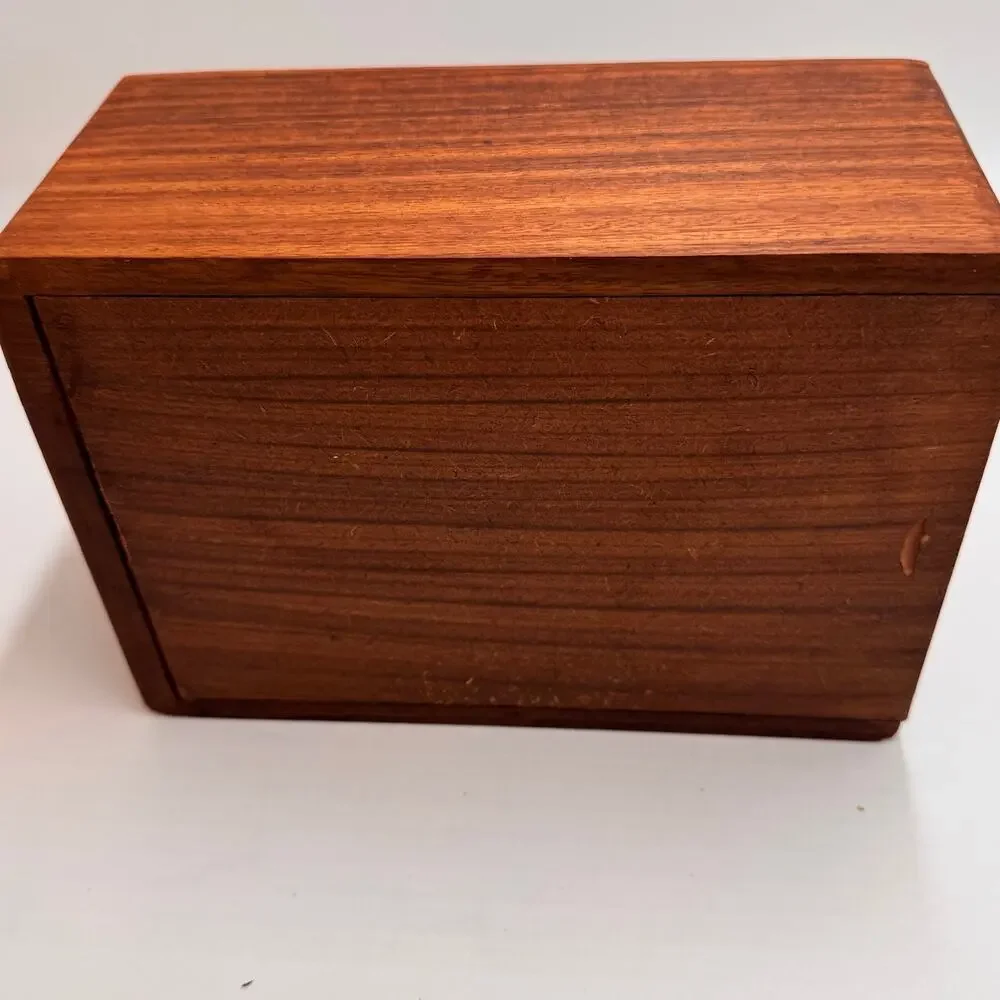 Carved Wood Floral Keepsake Box Sliding Lid Jewelry Trinket Storage 7.25 Inch